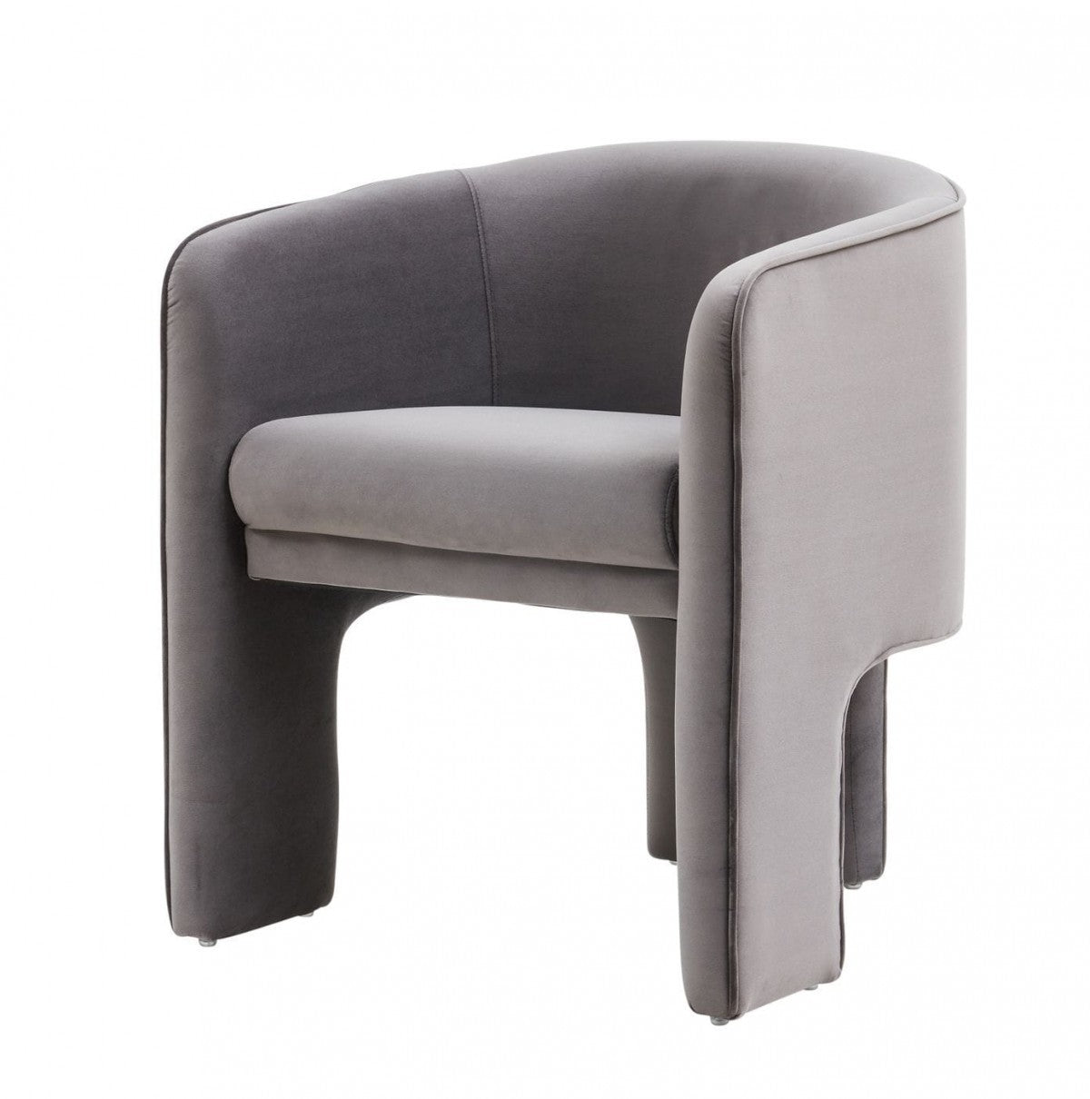 28" Contemporary Dark Gray Velvet Three Legged Chair