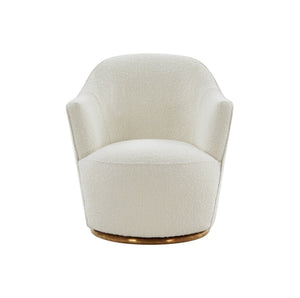 Stylish Sherpa And Gold Metal Swivel Chair