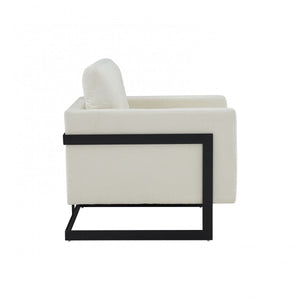 Stylish Cream and Black Fabric Accent Chair