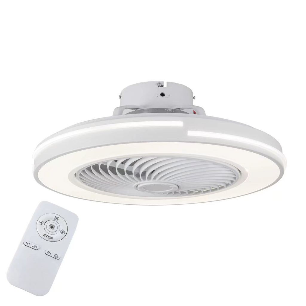 White Compact LED Fan and Light - 99fab 