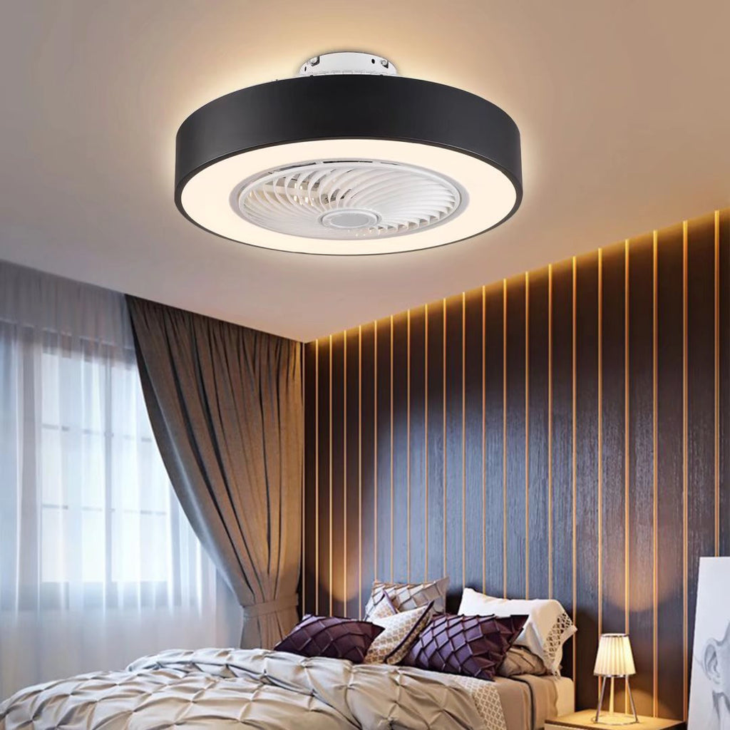 Black and White Mod Invisible Blade Ceiling Fan And Light - 99fab 