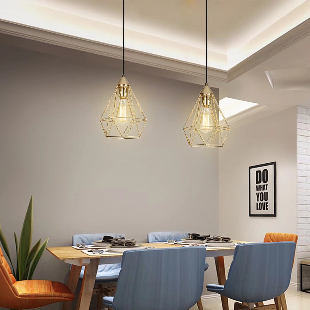 Mod Gold Geo Diamond Cage Pendant Light