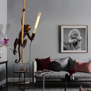 Hanging Monkey on a Rope Pendant Lamp