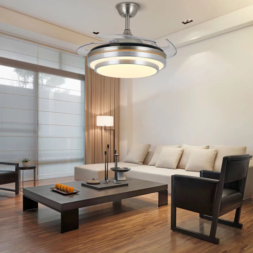 Silver Modern Fan And LED Ceiling Lamp - 99fab 