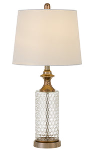 Set of Two 27" Glass Honeycomb and Rose Gold Table Lamps