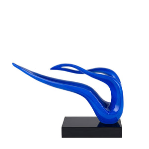 Blue Abstract Wavy Sculpture