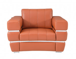 Terra Cotta Stripe Top Grade Italian Leather Chair