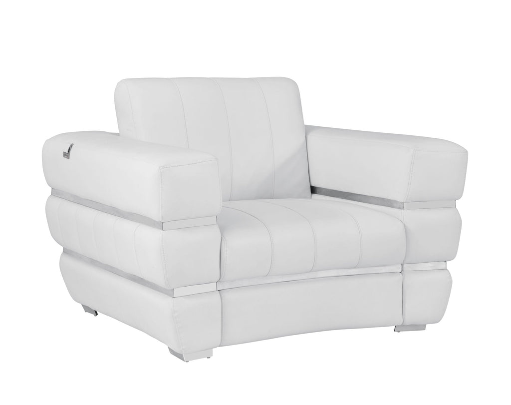 Winter White Stripe Top Grade Italian Leather Chair - 99fab 