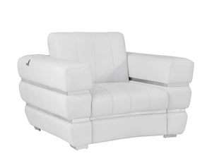 Winter White Stripe Top Grade Italian Leather Chair