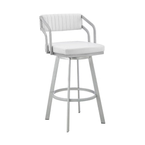 26" Timeless White Faux  Leather Bar Stool