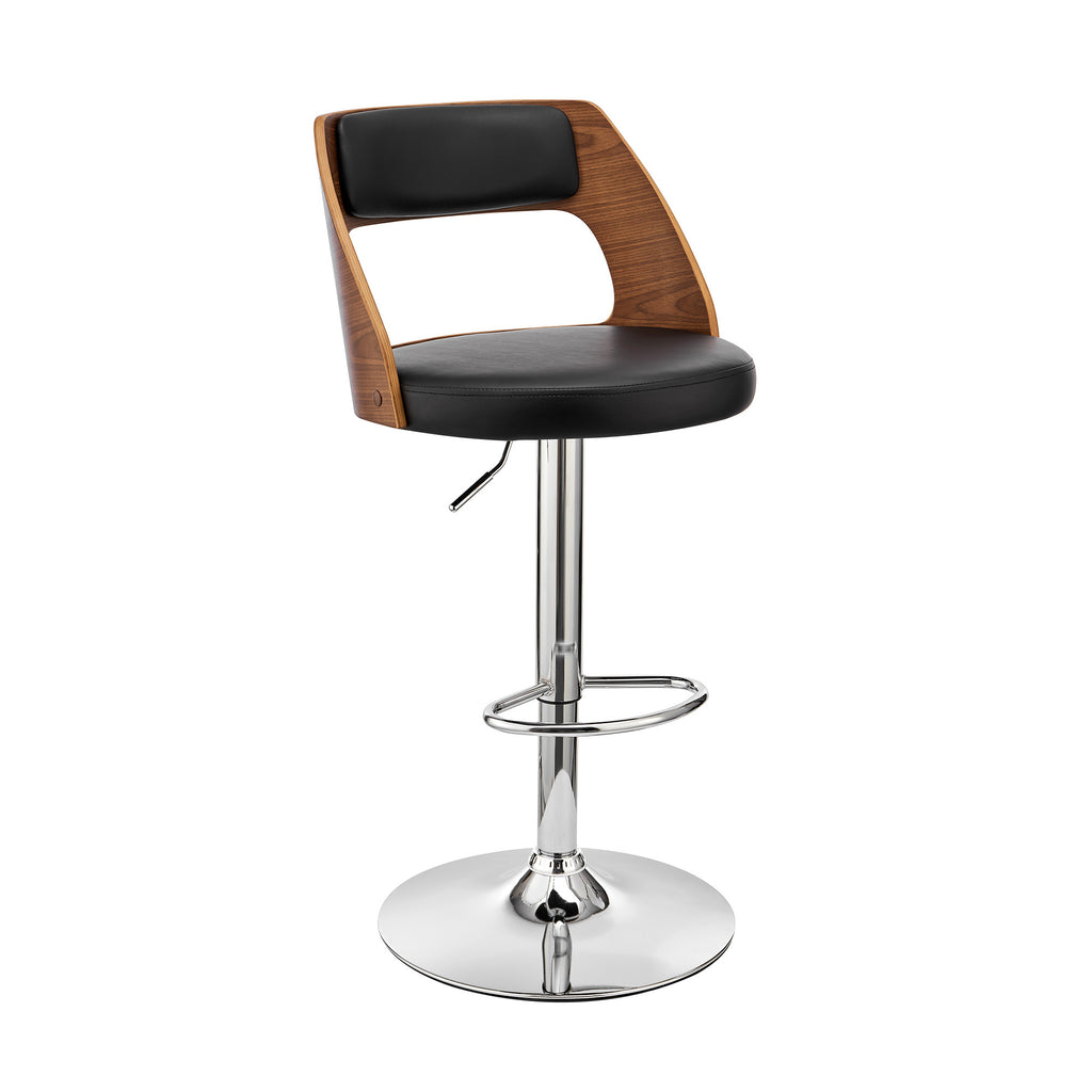 Black Upholstered Chrome Base Adjustable Swivel Bar Stool - 99fab 