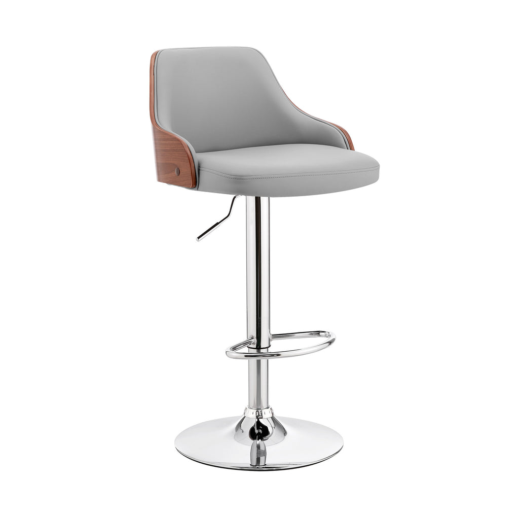 Gray Faux Leather Adjustable Modern Bar Stool - 99fab 