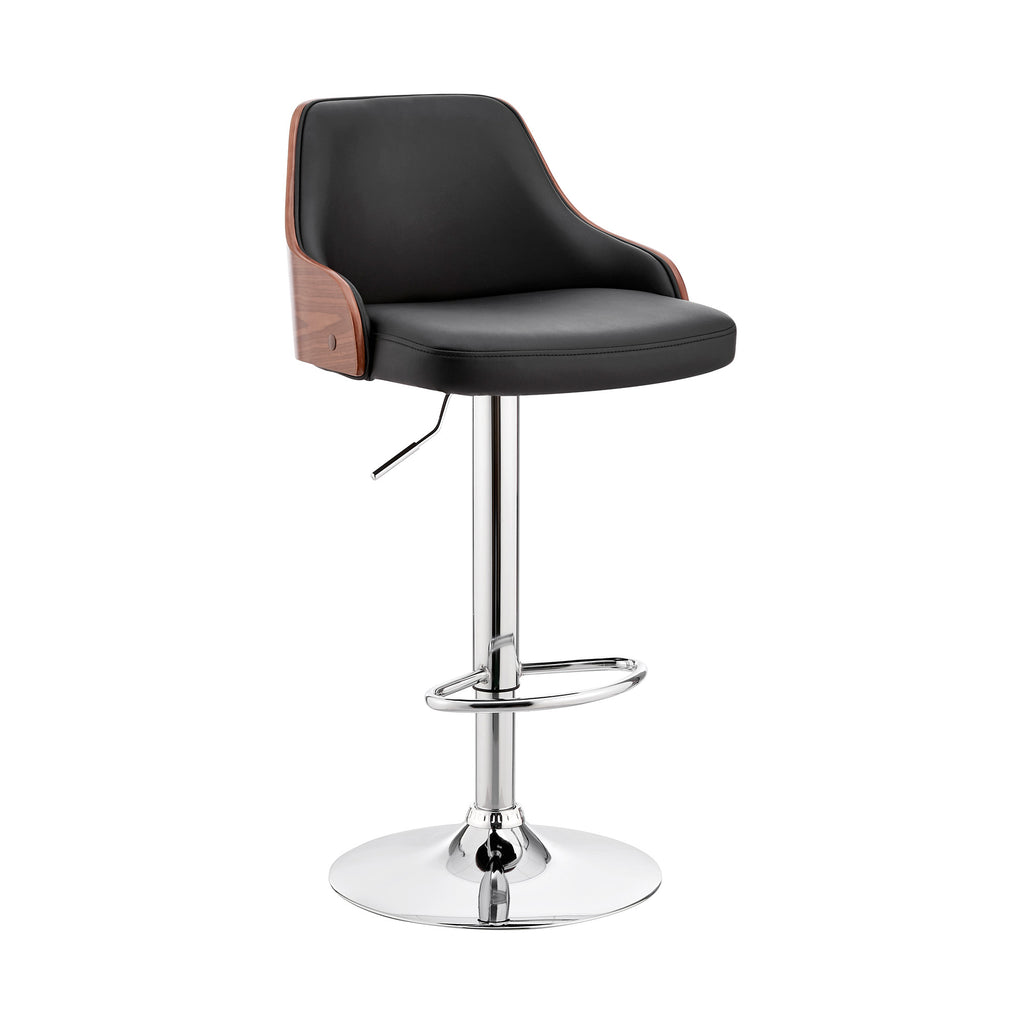 Black Faux Leather Adjustable Modern Bar Stool - 99fab 