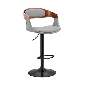 Gray Modern Upholstered Black Base Bar Stool