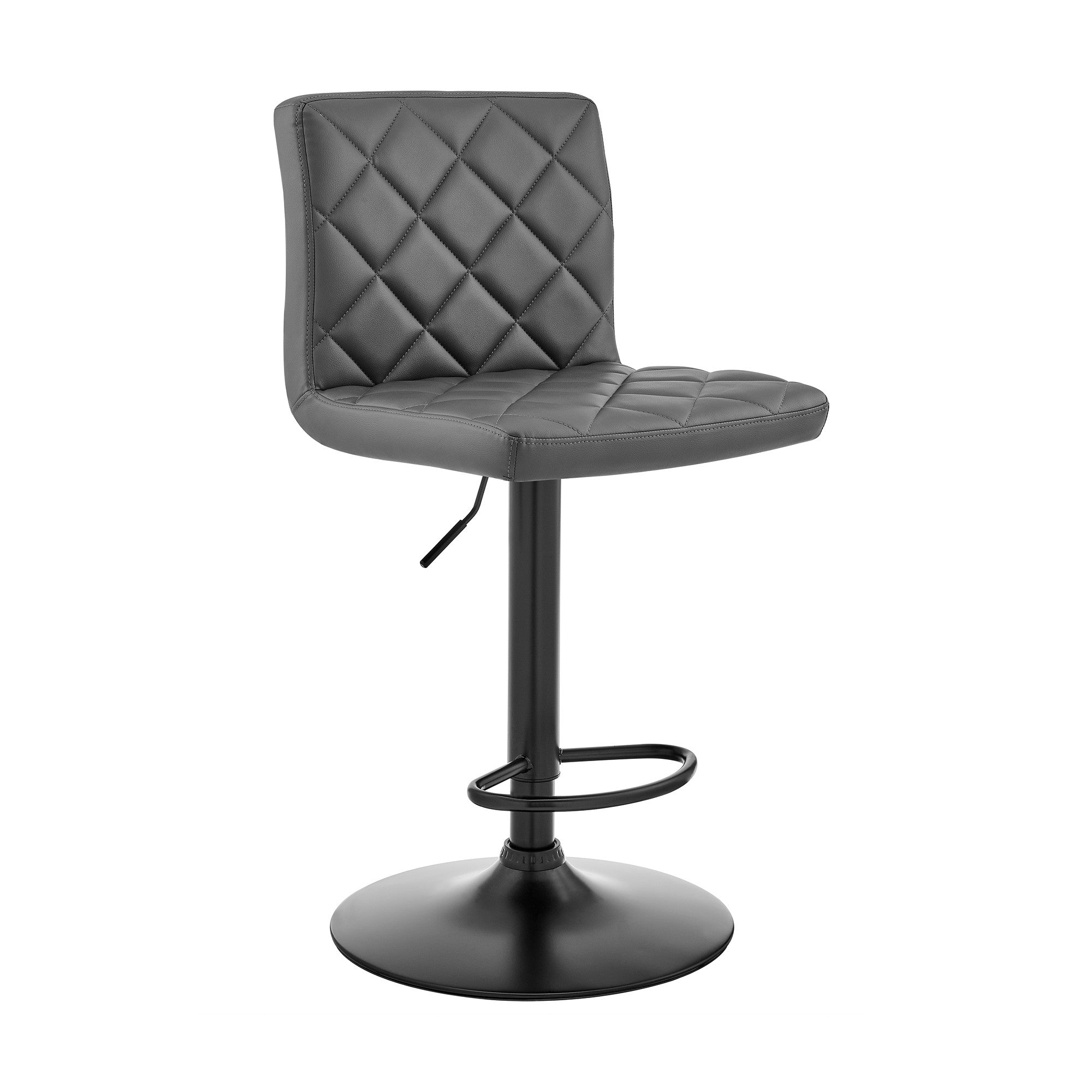 Gray Faux Leather Swivel Adjustable Bar Stool