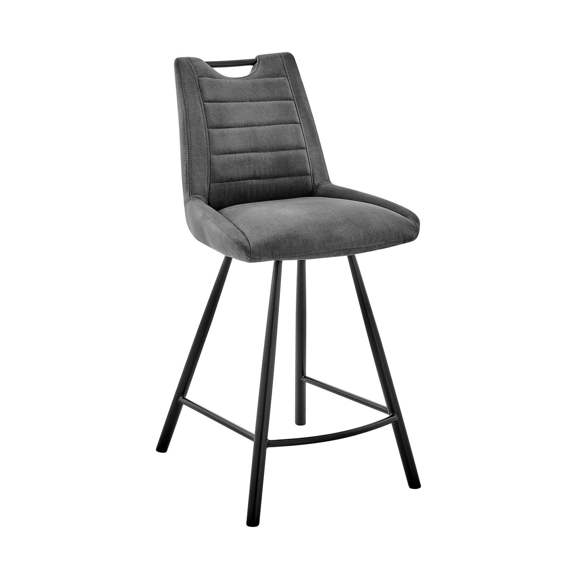 30" Black Fabric and Black Metal Bar Stool