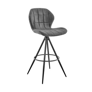 26" Charcoal Gray and Black Microfiber Squared Channel Bar Stool