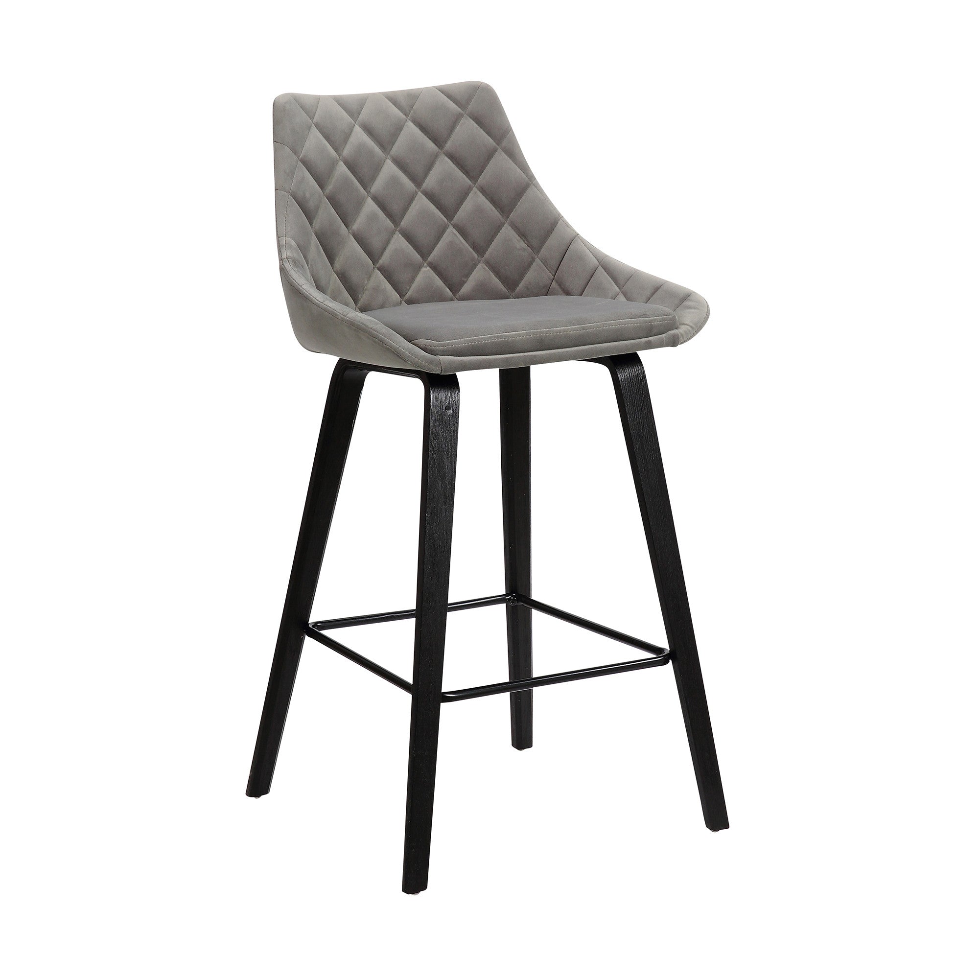 26" Gray Tufted Velvet Upholstered Bar Stool