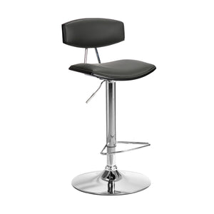 Gray Faux Leather Adjustable Chrome Base Swivel Bar Stool