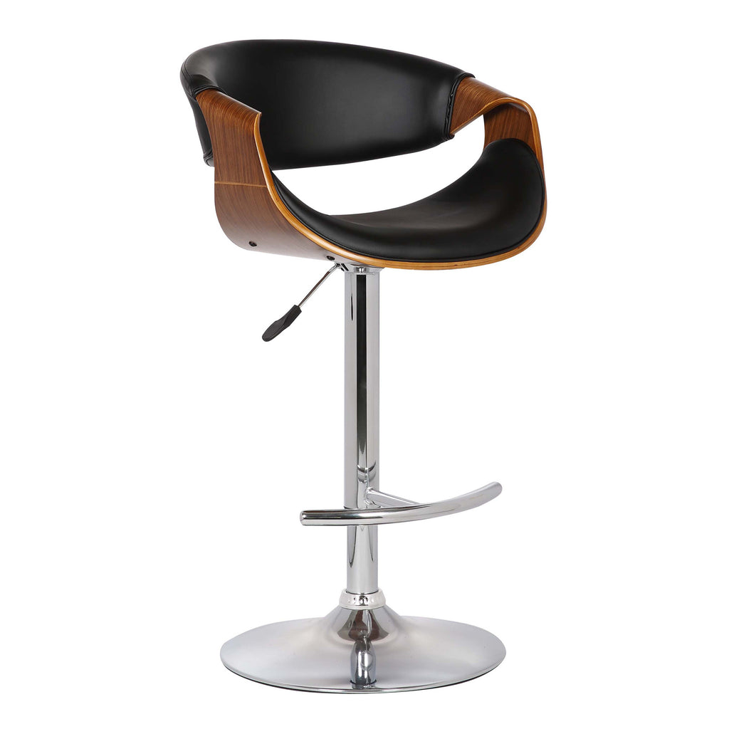 Mod Adjustable Black Faux Leather Swivel Bar Stool - 99fab 