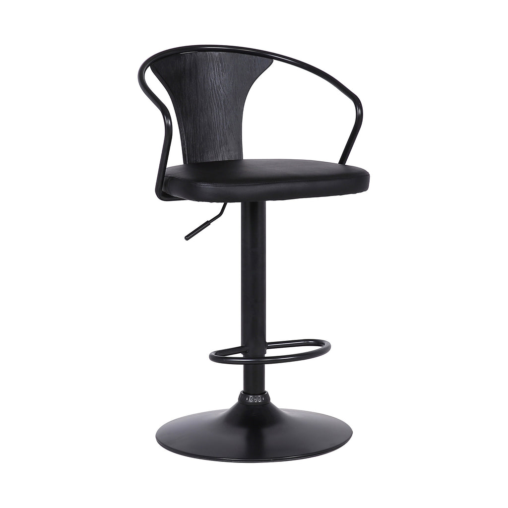 Black Faux Leather & Metal Base Adjustable Bar Stool - 99fab 