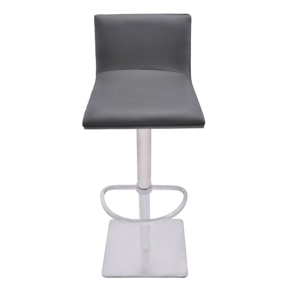 Adjustable Grey Faux Leather Walnut and Stainless Swivel Bar Stool - 99fab 