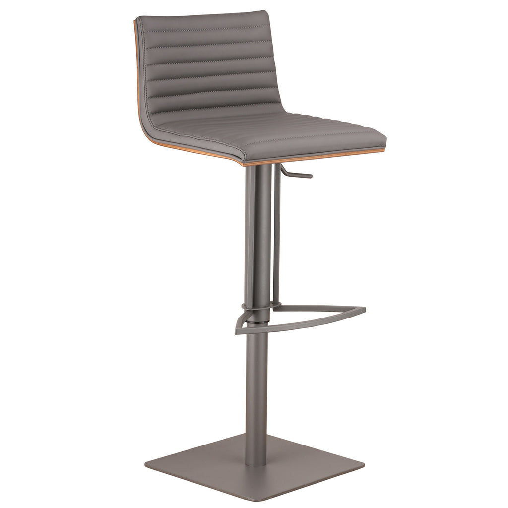 Grey Faux Leather Armless Swivel Bar Stool with Grey Metal Base - 99fab 