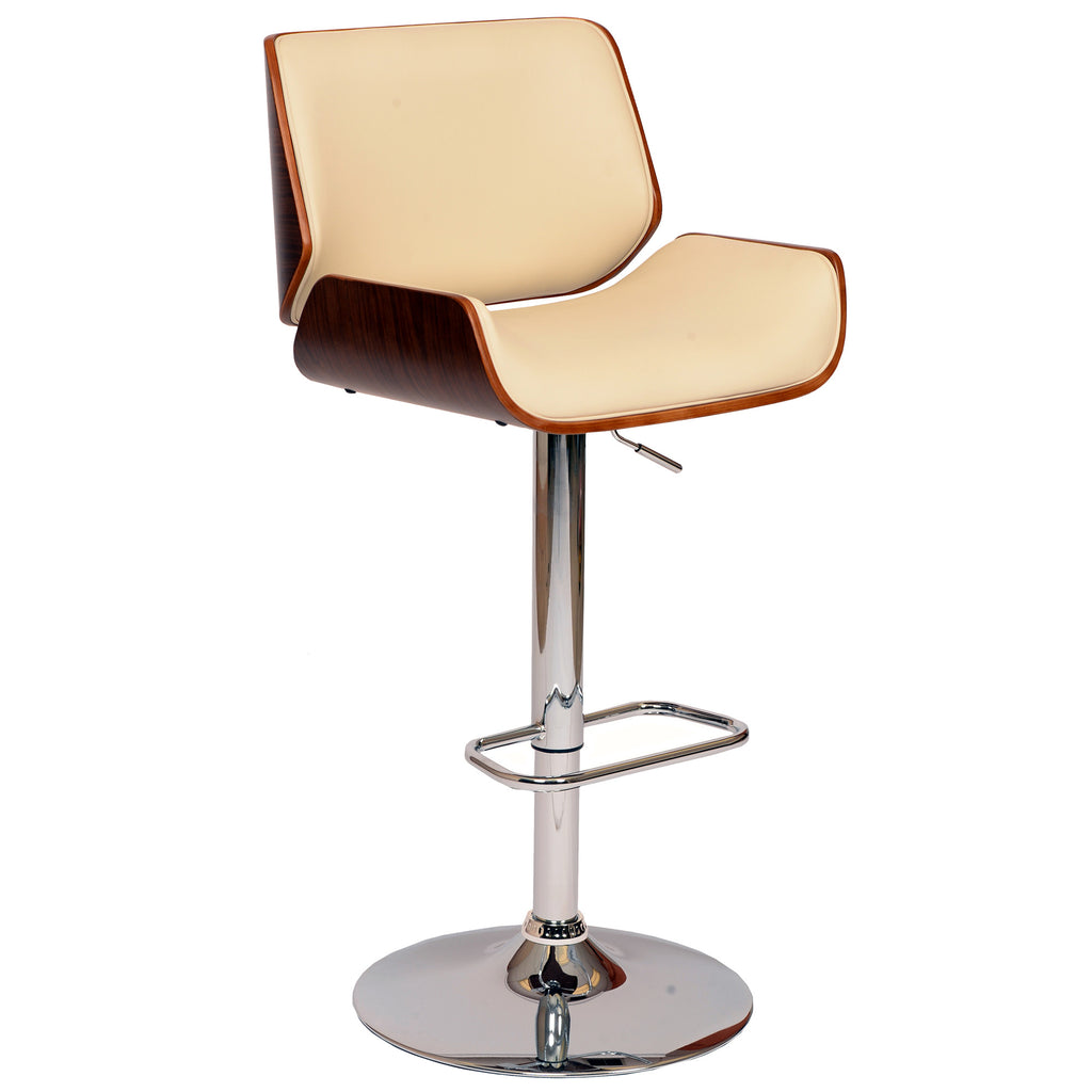 Cream Upholstered Chrome Base Adjustable Bar Stool - 99fab 