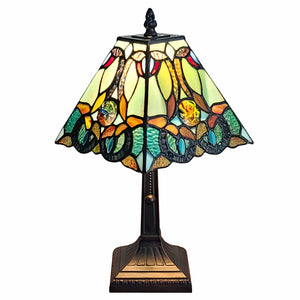 15" Tiffany Style Vintage Abstract Teal Table Lamp