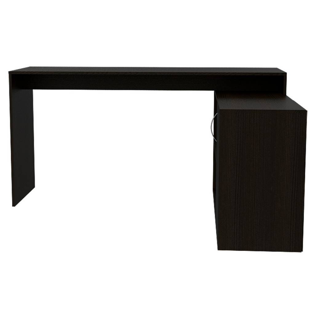 Sleek Black Wengue L Shape Office Desk