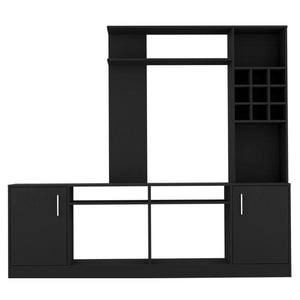 78" Black Particle Board Open Shelving Entertainment Center