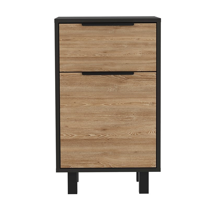 Stylish Black Wengue and Pine Bedroom Nightstand