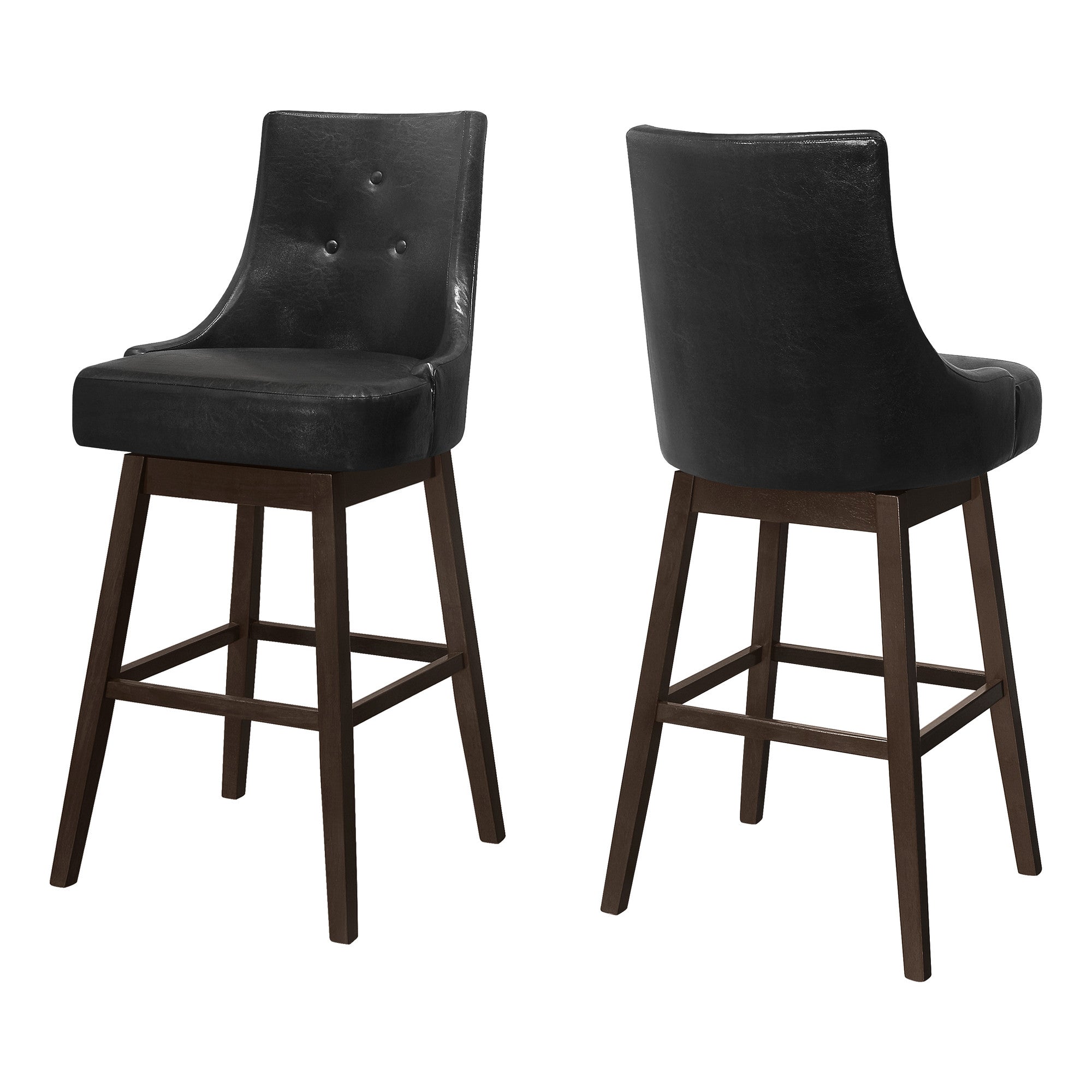 Set Of Two 46" Black Bar Height Swivel Full Back Bar Chairs