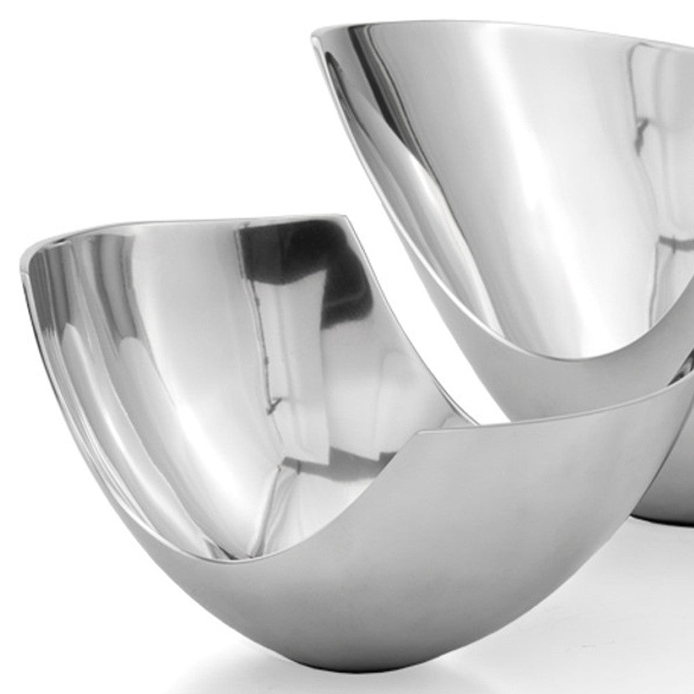 Set of Two Mod Aluminum Scoop Centerpiece Bowls - 99fab 