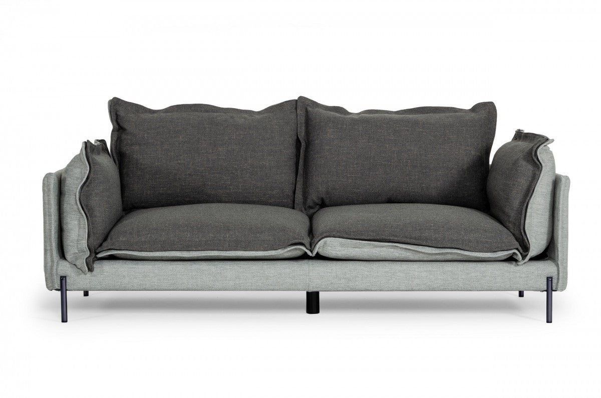 Modern 87" Two Tone Grey Sofa With Reversible Cushions