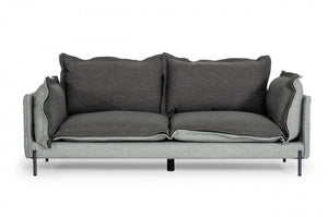 Modern 87" Two Tone Grey Sofa With Reversible Cushions