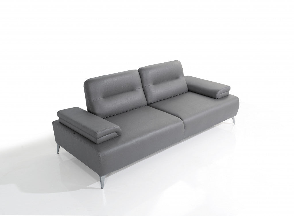 Ruslan Sofa in Light Grey Leather - 99fab 