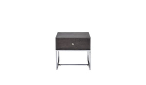 22" Chrome And Gray Oak Manufactured Wood Rectangular End Table With Drawer