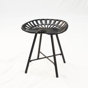 18" Black Metal Backless Chair