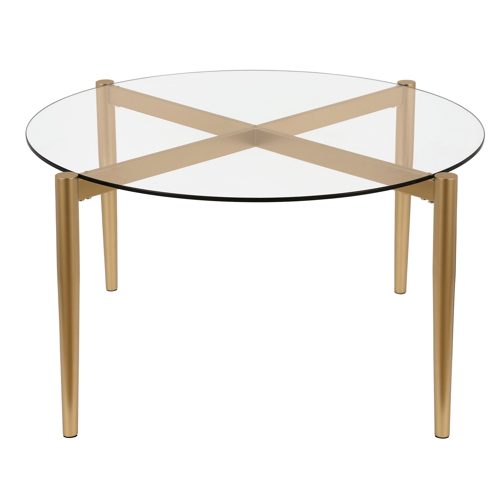 36" Gold and Glass Round Coffee Table