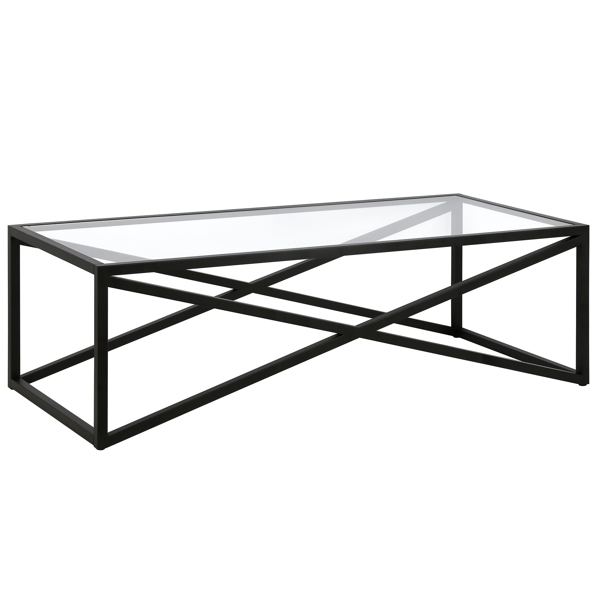 54" Black Glass Rectangular Coffee Table