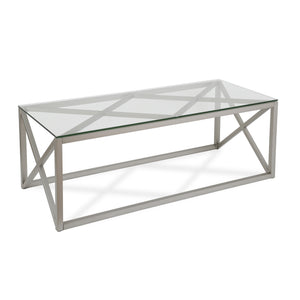 46" Silver Glass Rectangular Coffee Table