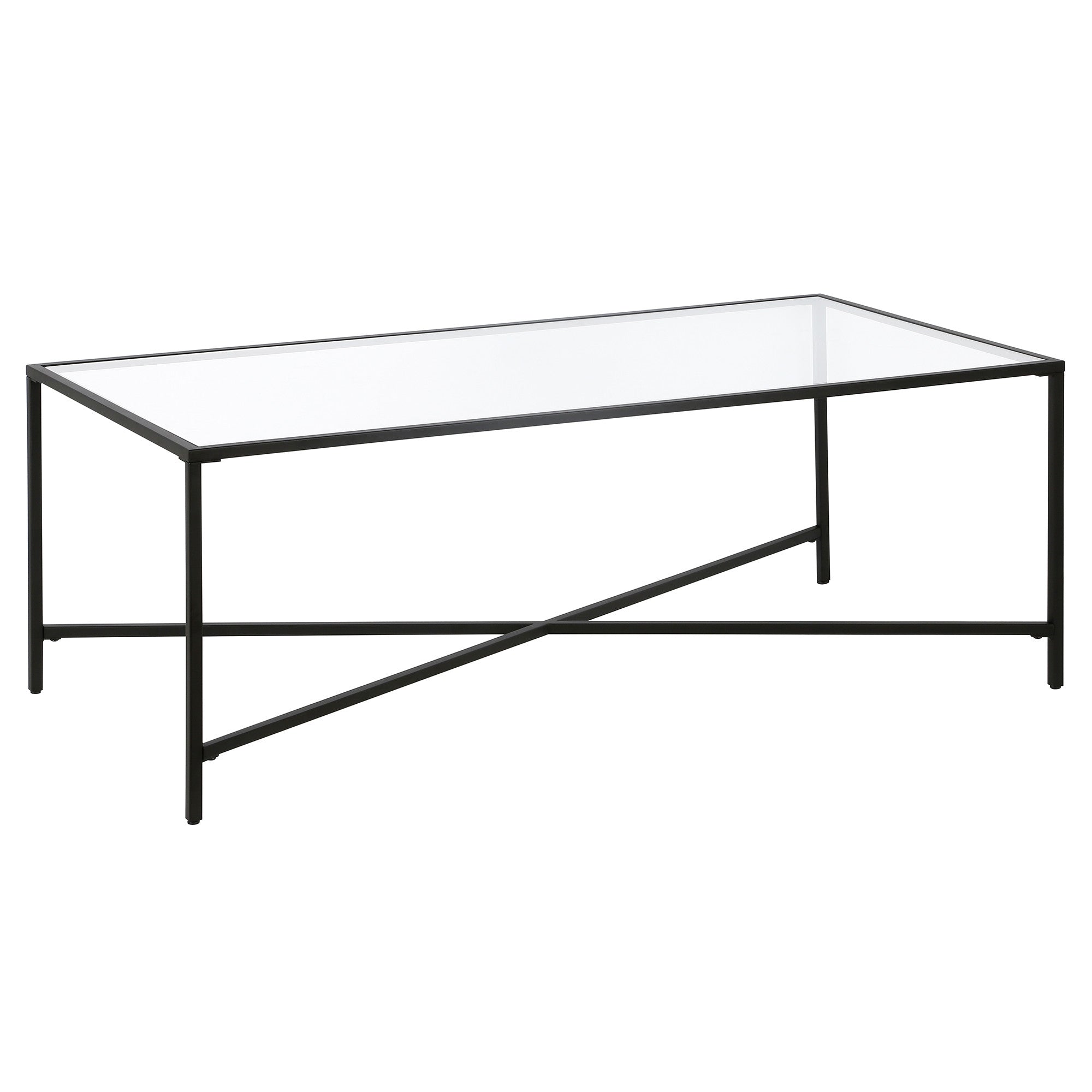 48" Black Glass Rectangular Coffee Table