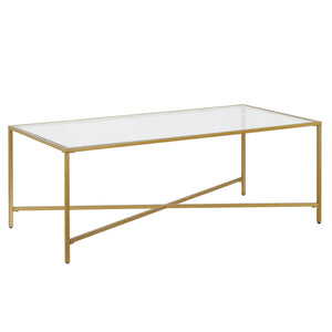 48" Gold Glass Rectangular Coffee Table