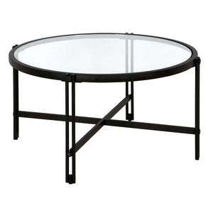 32" Black Glass Round Coffee Table