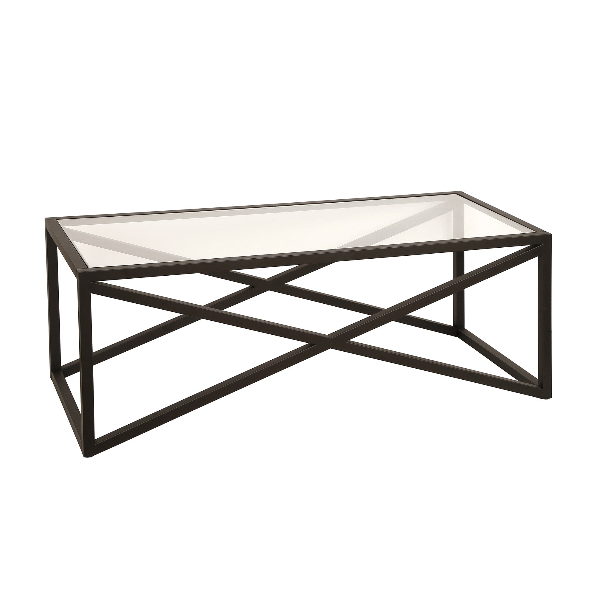 46" Black Glass Rectangular Coffee Table