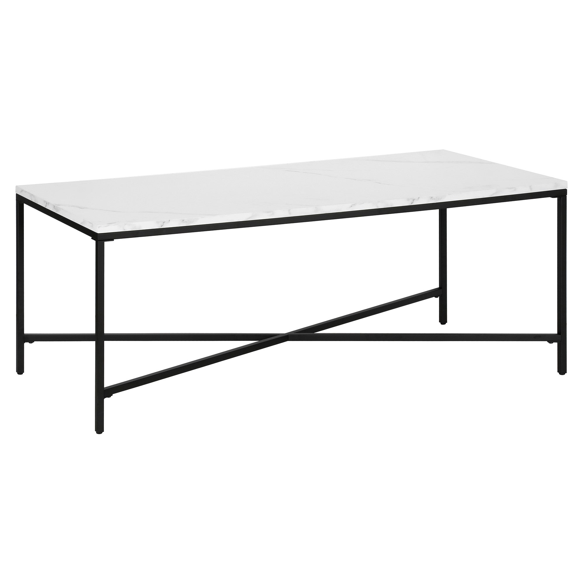 48" Black And White Manufactured Wood Rectangular Coffee Table