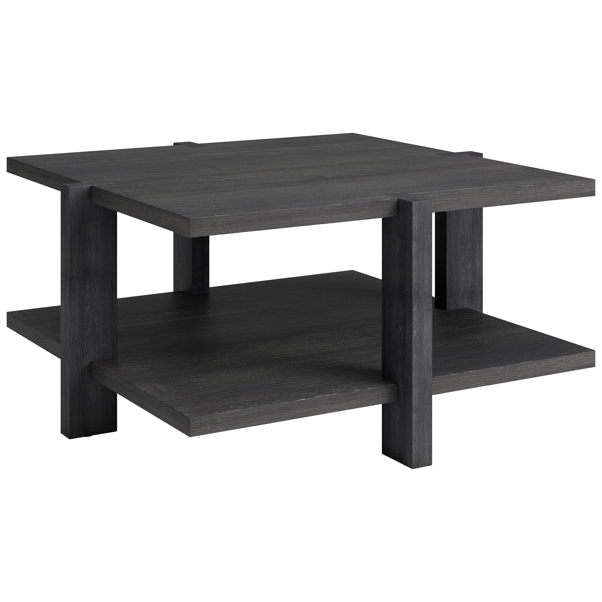 35" Gray Manufactured Wood Square Coffee Table With Shelf