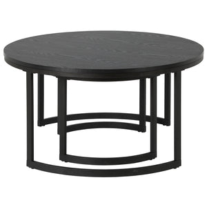 Set Of Two 36" Black Manufactured Wood Round Nested Coffee Tables