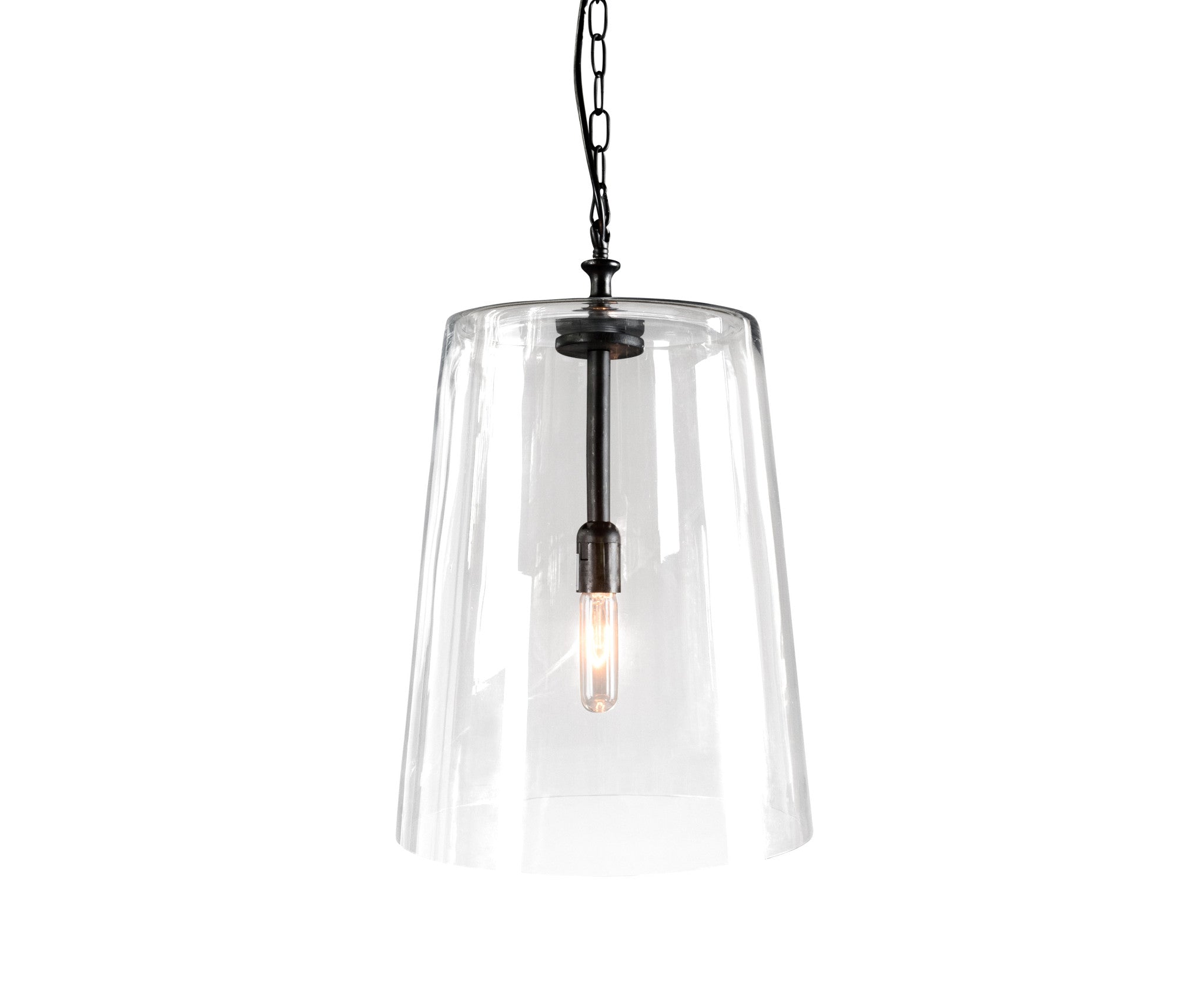 Single Glass Dimmable Semi-Flush Ceiling Light With Clear Shades